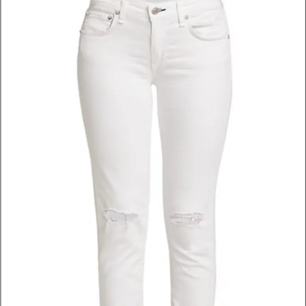 NWT rag & bone Jeans White Prospctr Dre Capri Distressed Size 26, 28, 29 or 30 - Picture 2 of 16